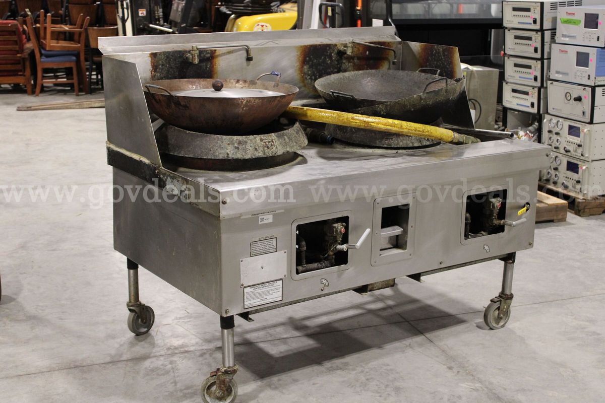 York Double Wok Gas Range with Swing Faucets