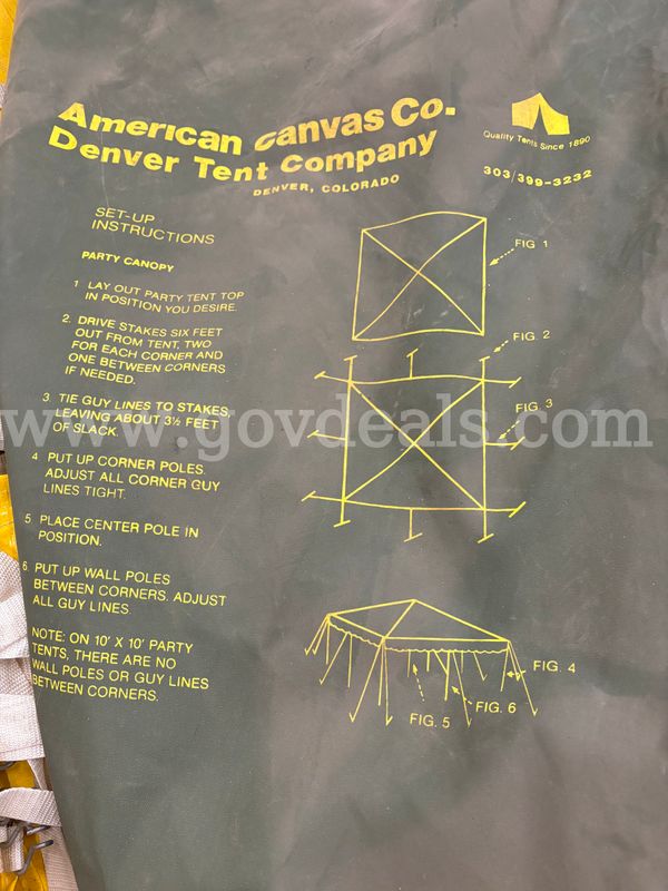 Large Canvas Tent /Canopy/ Condition Unknown Size and Dimensions are Unknown/No carts are selling with it Only Poles