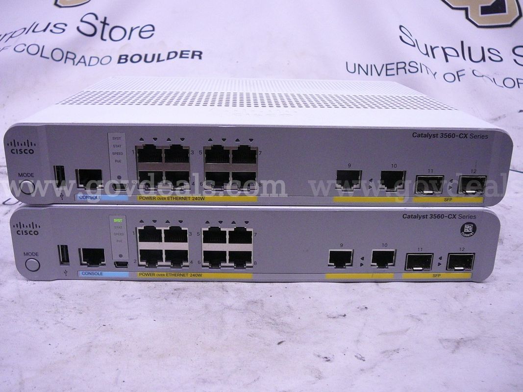 2 Cisco Catalyst 3560-CX Compact 10Gbps PoE Switches (Model WS-C3560CX-8PC-S)