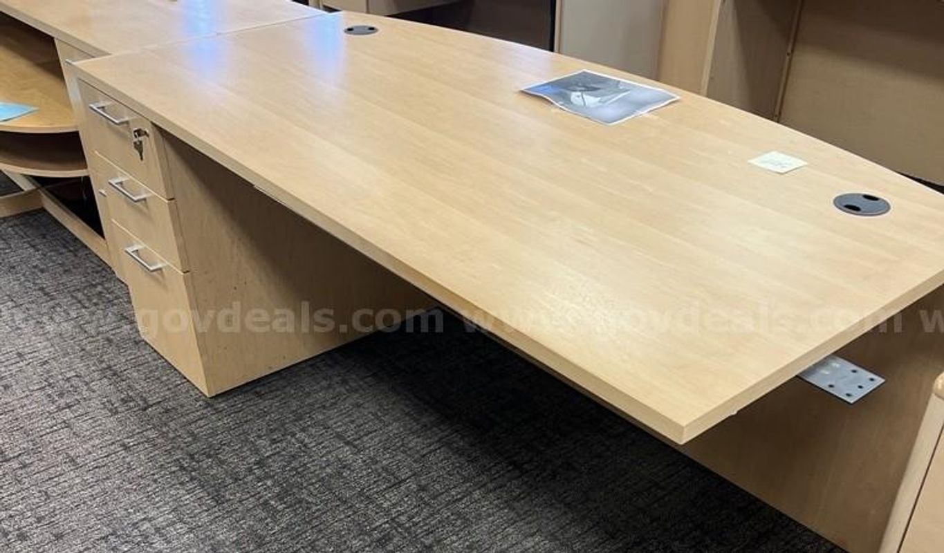 L-Shaped Desk w/Hutch, under desk filing cabinets, & table