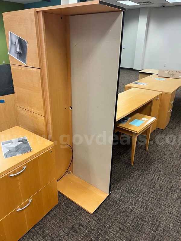L-Shaped Desk w/Hutch, under desk filing cabinets, & table