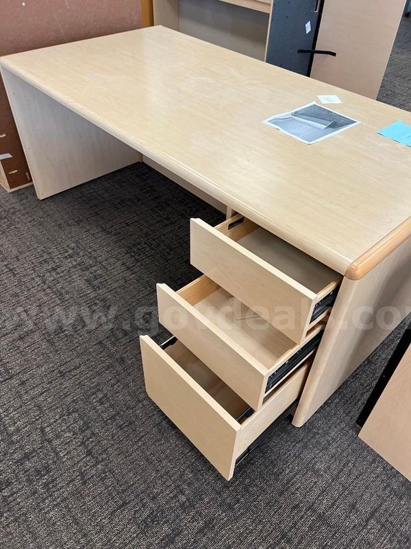 3 Wooden Desks (Various Sizes) & One Hutch