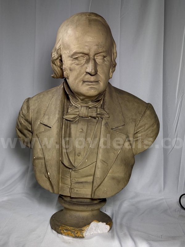 Antique Plaster Bust of Louis Agassiz After John Adams Jackson