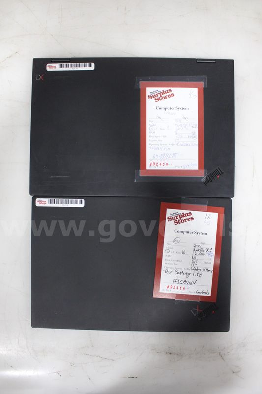 Lot of (2) Lenovo ThinkPad X1 Laptops