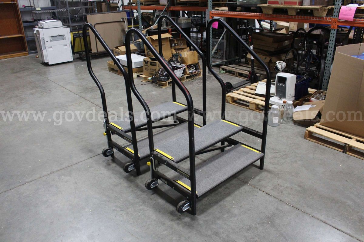 (2) Stage Riser Steps with Guardrails and Wheels