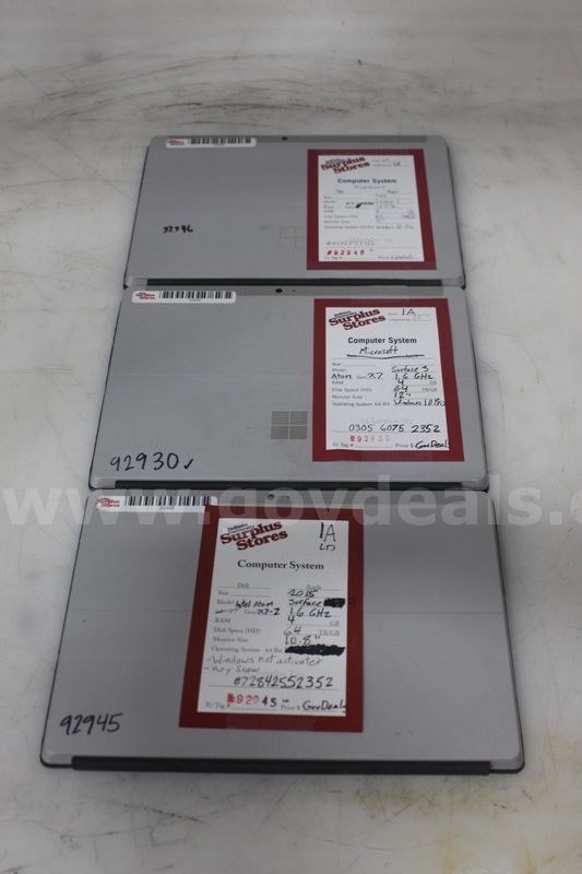 Lot of (3) Microsoft Surface Pro 2-in-1 Laptops
