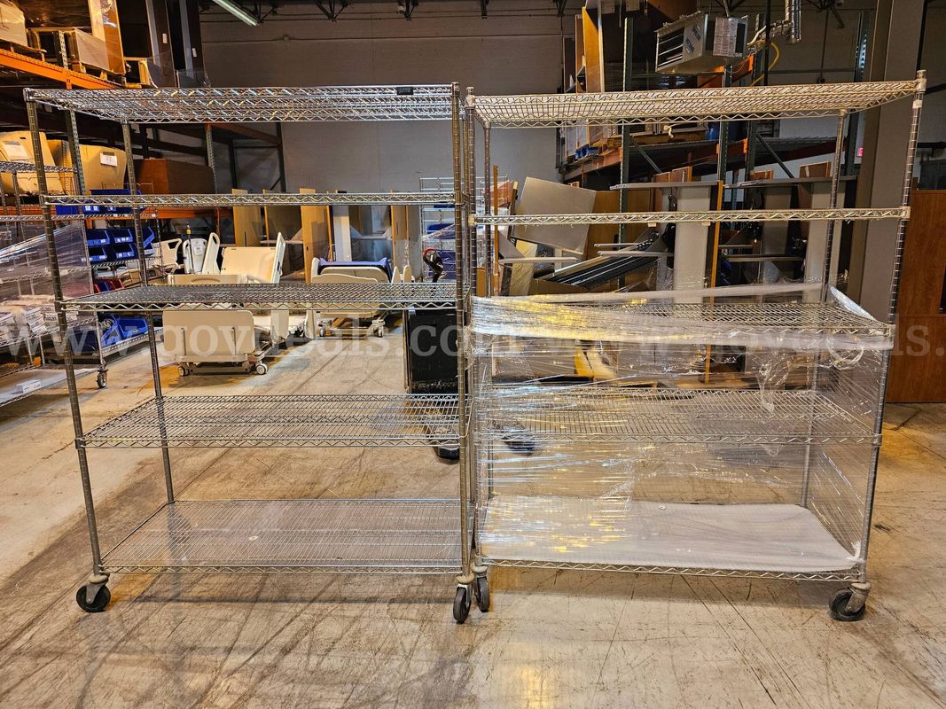 Lot of 2 - Metal Racks On Wheels - 5 Ft. Wide X 6 Ft. Tall