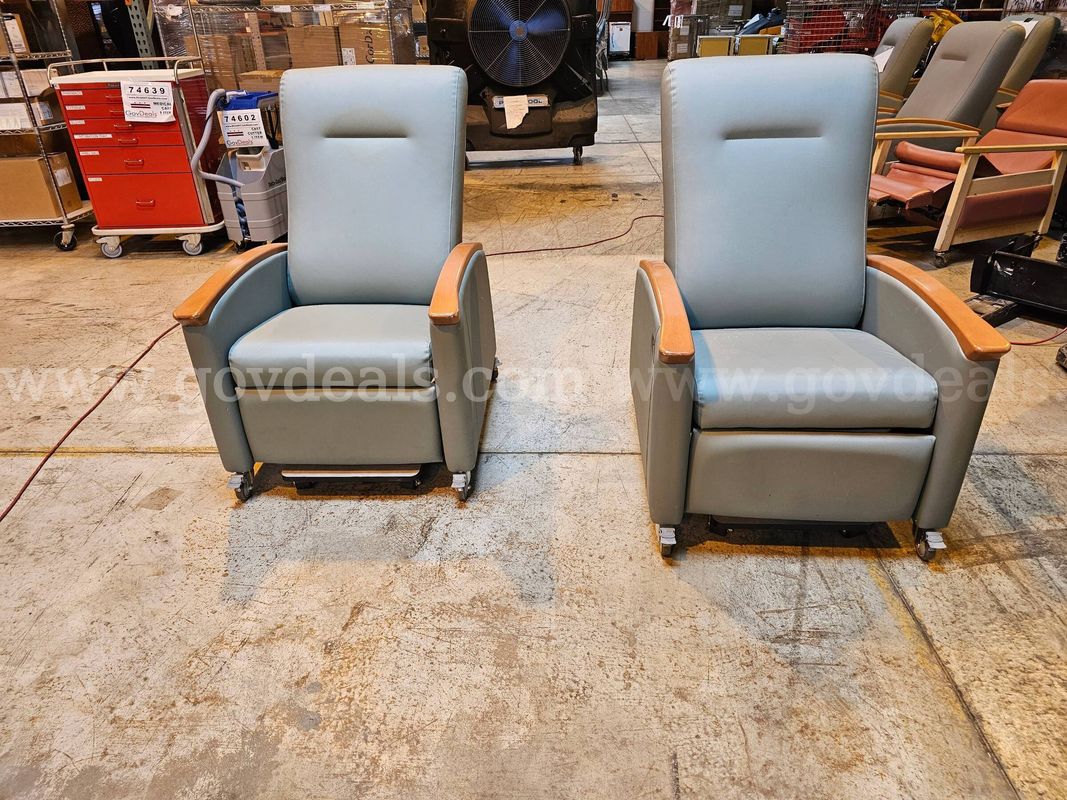 Lot of 2 - Padded Recliner Chairs W/Wheels