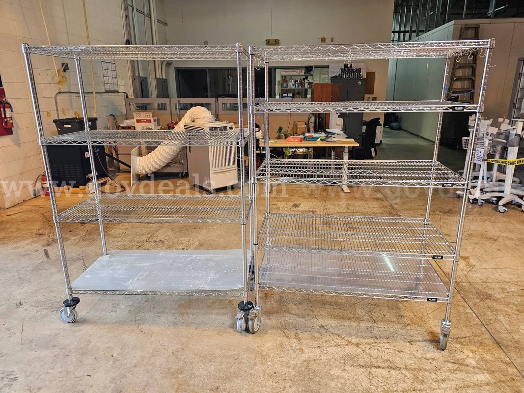 Lot of 2 - Metal Racks On Wheels - 3Ft.11.5" Wide X 5Ft. 9" Tall