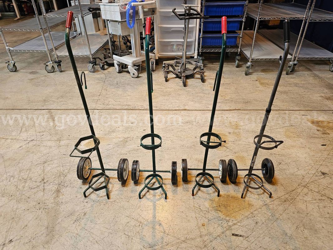 Lot of 4 - Single Cylinder Oxygen Tank Carts - Weight Capacity 100lbs