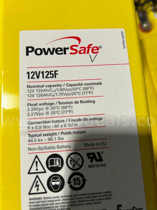 POWERSAFE 12V125F Batteries - 11 UNITS