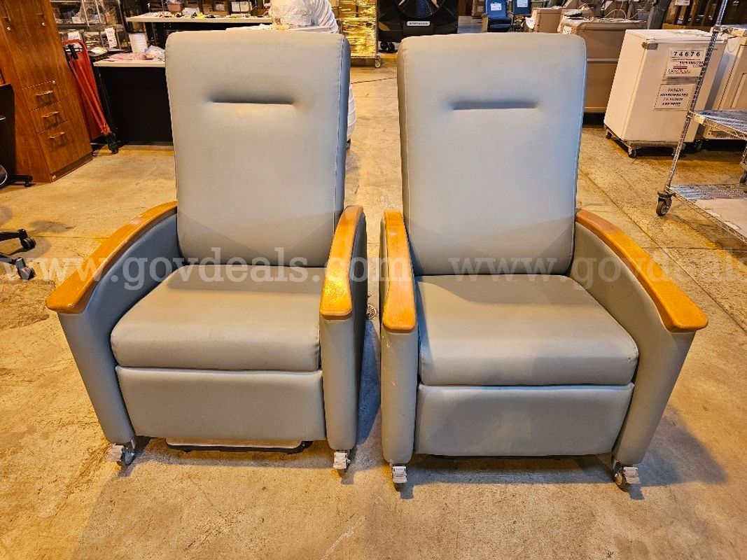 Lot of 2 - Padded Recliner Chairs W/Wheels