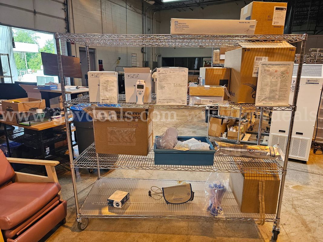 Miscellaneous Medical Supplies W/ Metal Rack