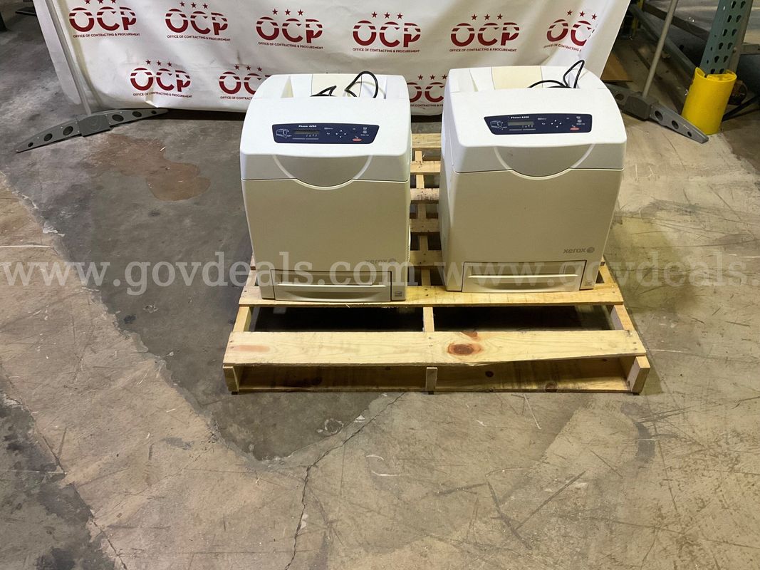 Lot of 2 Xerox Phaser 6280 Color Laser Printers - power on