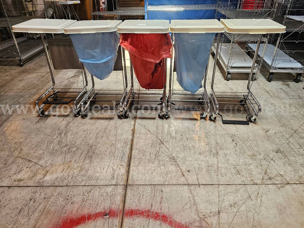 Lot of 10- Rolling Medical Linen Carts W/Foot Pedal