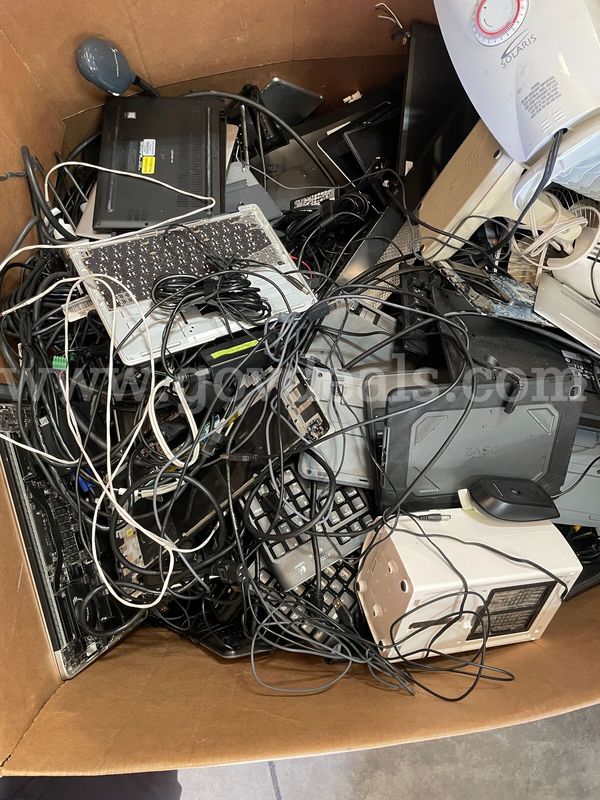 2 DEEP BOXES OF MISC TECH EQUIPMENT AND ACCESORIES