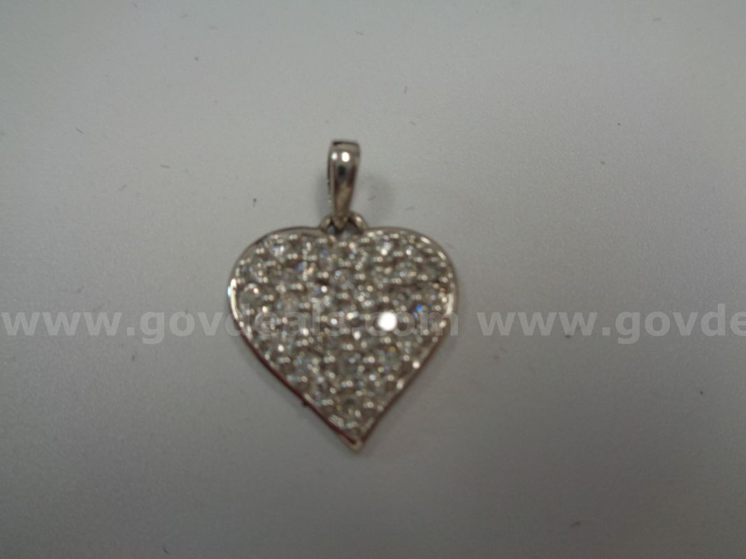 14K White Gold Heart Pendant with 0.75 CTW Natural Diamonds