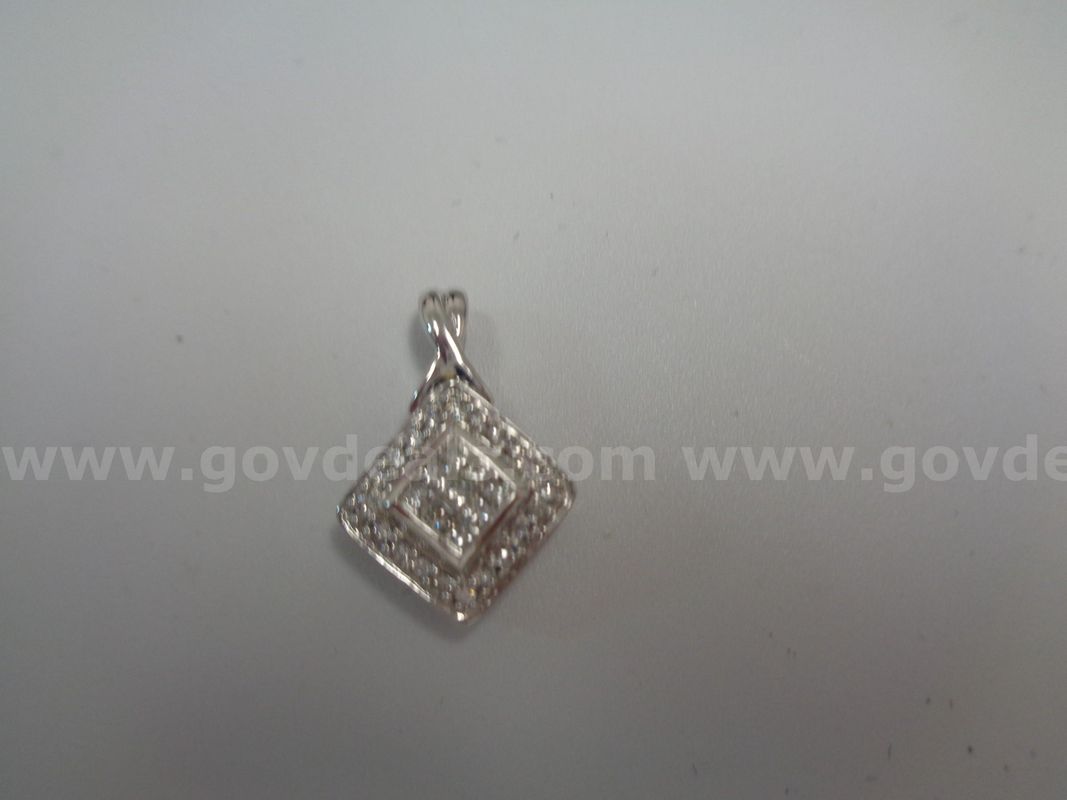14K White Gold Diamond-Shaped Pendant with 0.65 CTW Diamonds