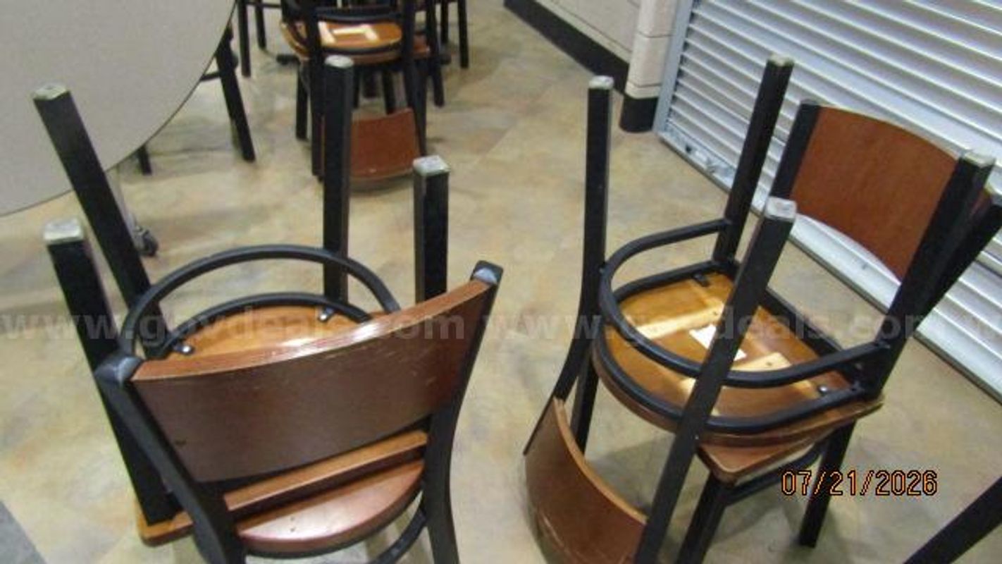 Folding round table and chairs