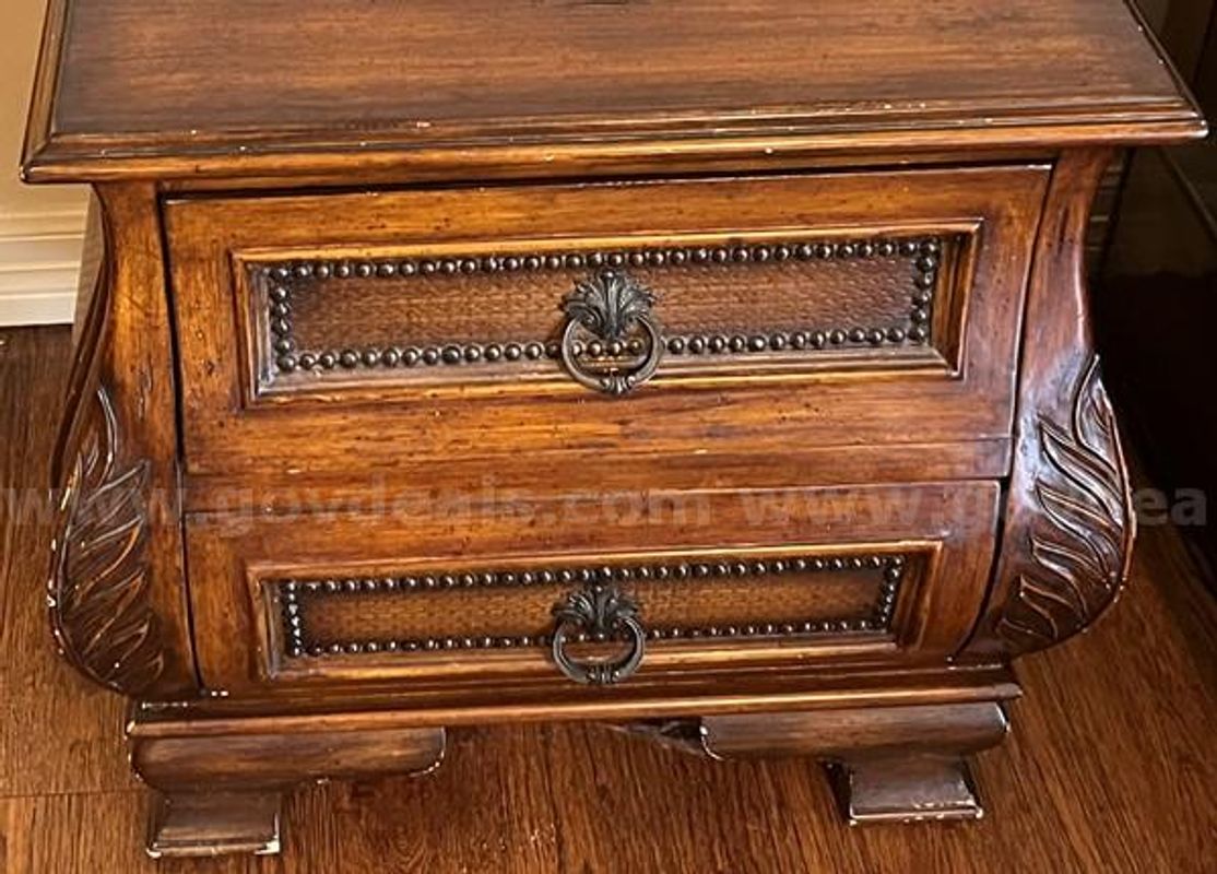 USED-Decorative Wooden Accent Chest-2 Drawer-Carved Details