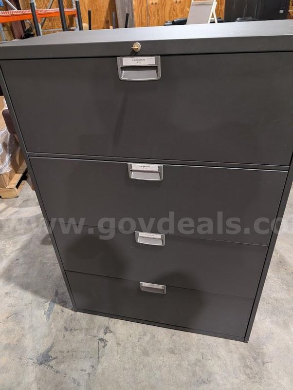 2 Used Gray Large File Cabinets w/ 1 Key