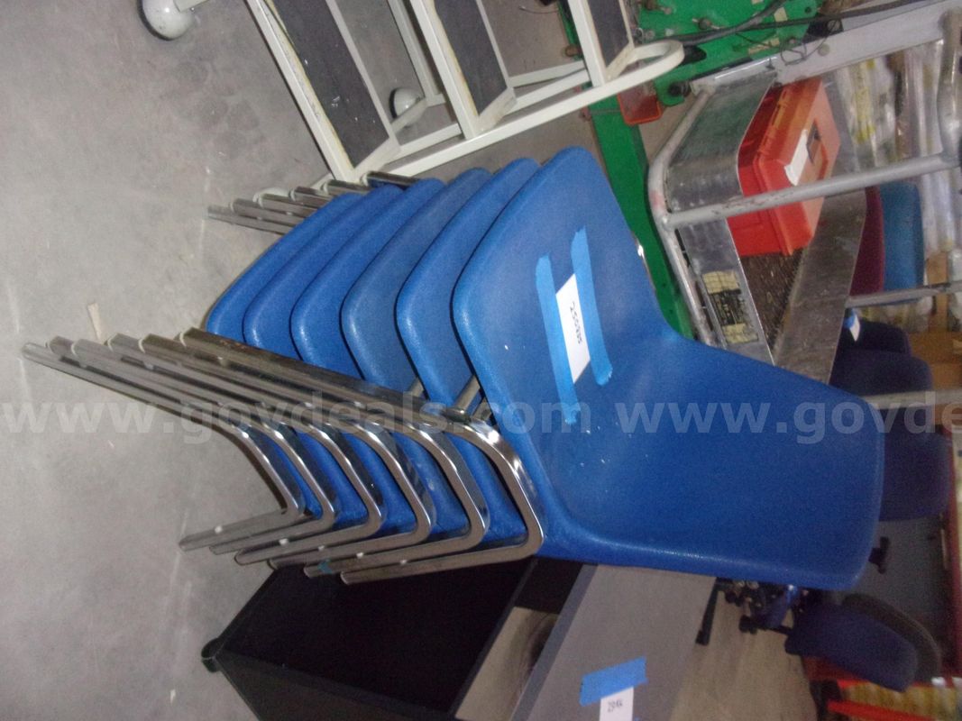 Set of six stacking chairs