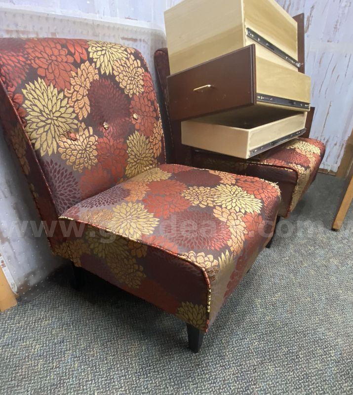 Floral print side chairs