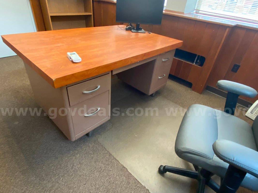 Large metal desk.