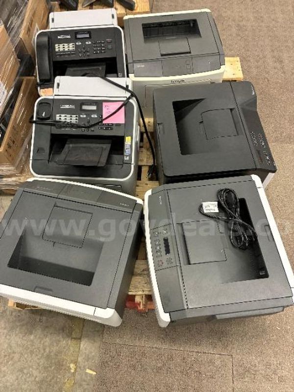 Lot of (6) Lexmark Printers and (2) Brother Intellifax 2840.