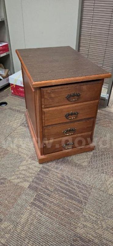 Lot of (1) Wooden 2 Drawer Vertical File Cabinet.