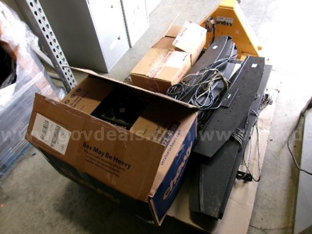 Lot of 9 Interior Light Bars, 22 Siren Boxes, 2 Boxes of Mic Cords.