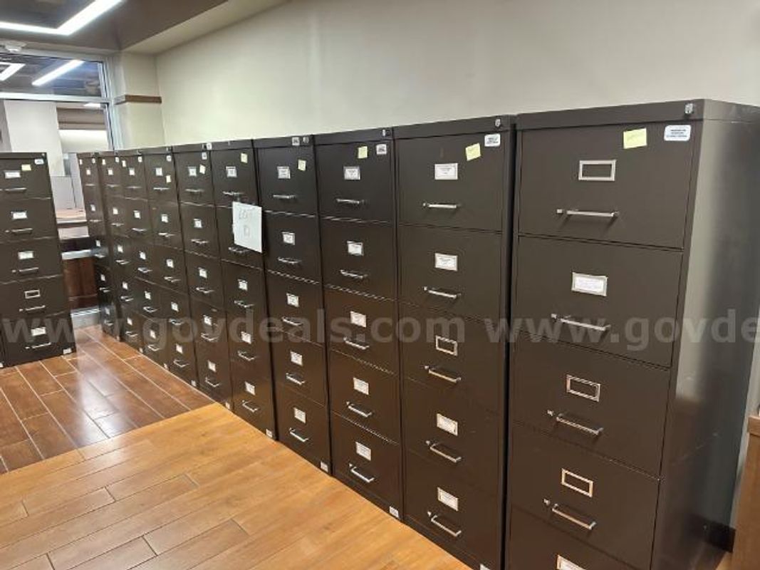 Lot of (15) Metal 5 Drawer Vertical File Cabinets.