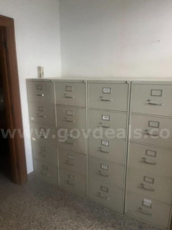 Lot of (4) Metal 5 Drawer Vertical File Cabinets.