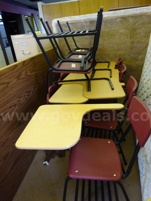 Lot of (7) School Desk Chairs.