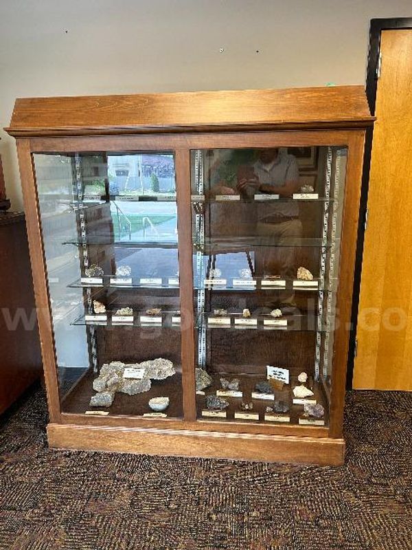 Wooden Curio Cabinet with Glass Shelves