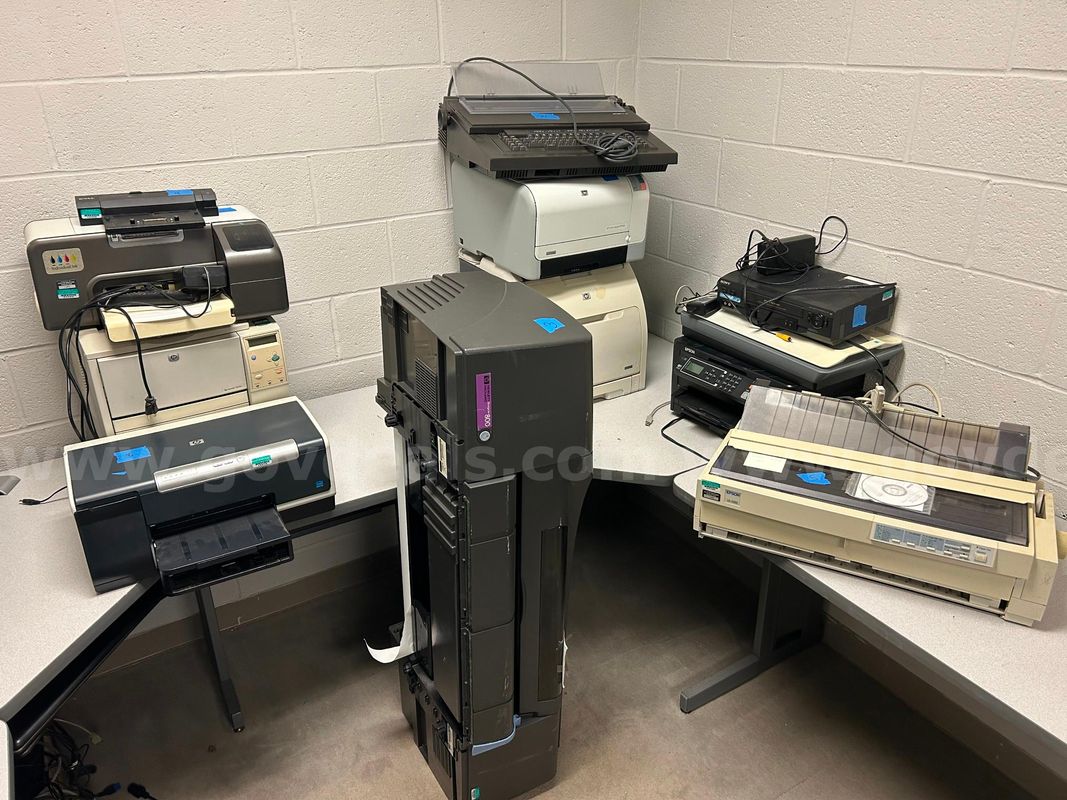 Printers, VHS Player, Typewriter, and Docking station (12)