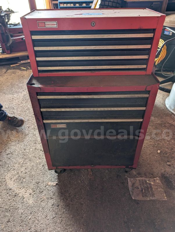 (1) 8" Bench Grinder, & (1) Toolbox set, 2 piece set, 26"W x 43"H x 18"Deep