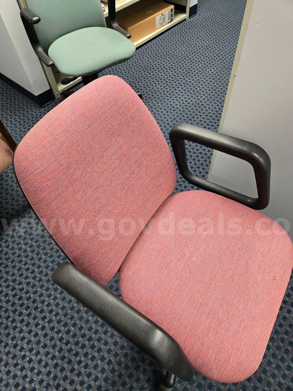5 Office Chairs: 1 Green/Blue, 3 Pink/Purple, 1 Orange