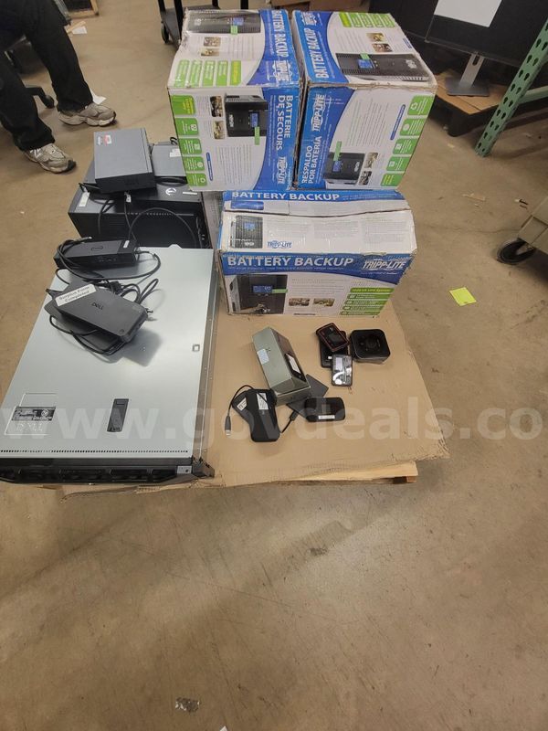 LOT OF 29 (BACK UP BATTERIES, DOCKING STATIONS, MIFI, SERVER, AND DESKTOP)