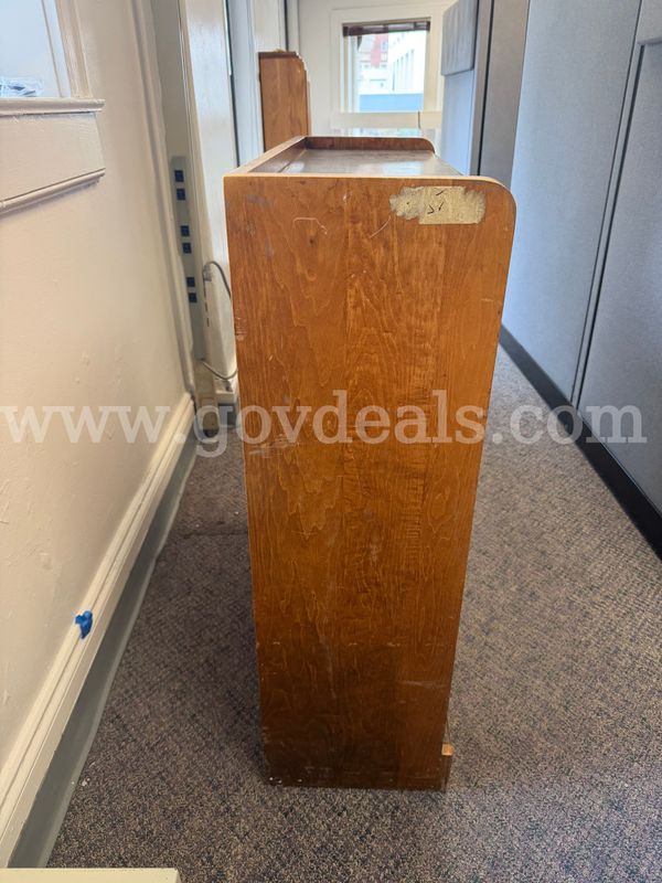 Item Count (8) Wooden Cabinets, Wooden Book Shelf, Metal Shelf, Lateral File Cabinets, Table