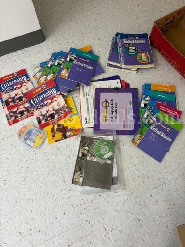 Social studies textbooks, ELA textbooks, professional development books, and more