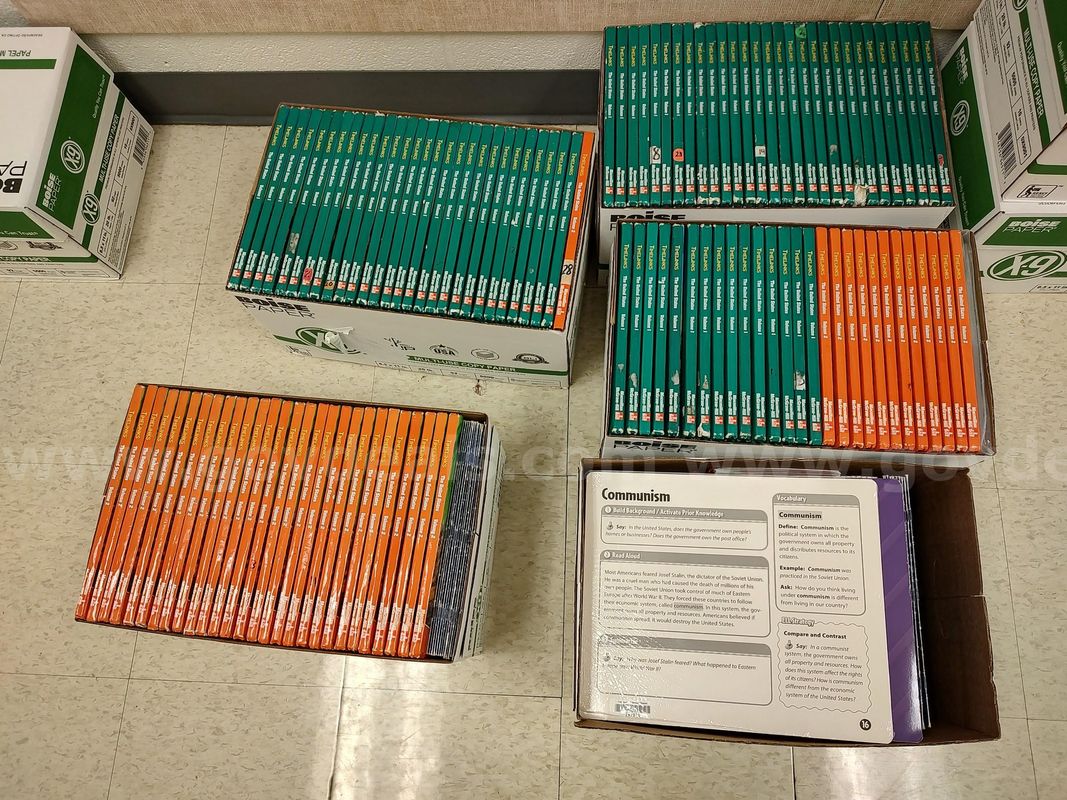 Social studies books, dictionaries