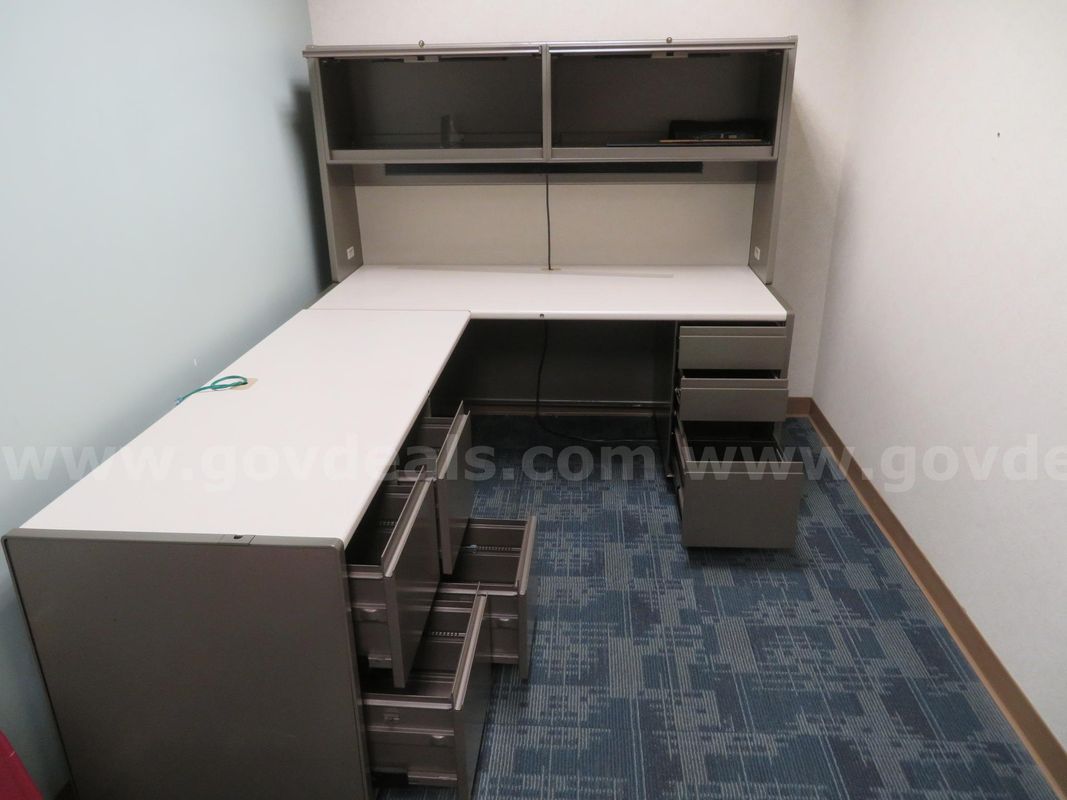 Steelcase L-Shaped Workstation with Hutch