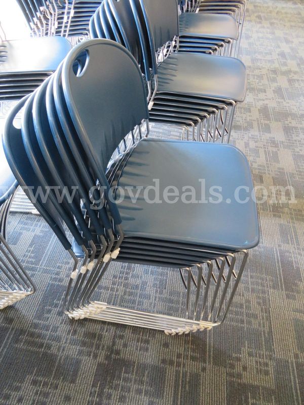 Lot of 81 Blue Plastic Chairs