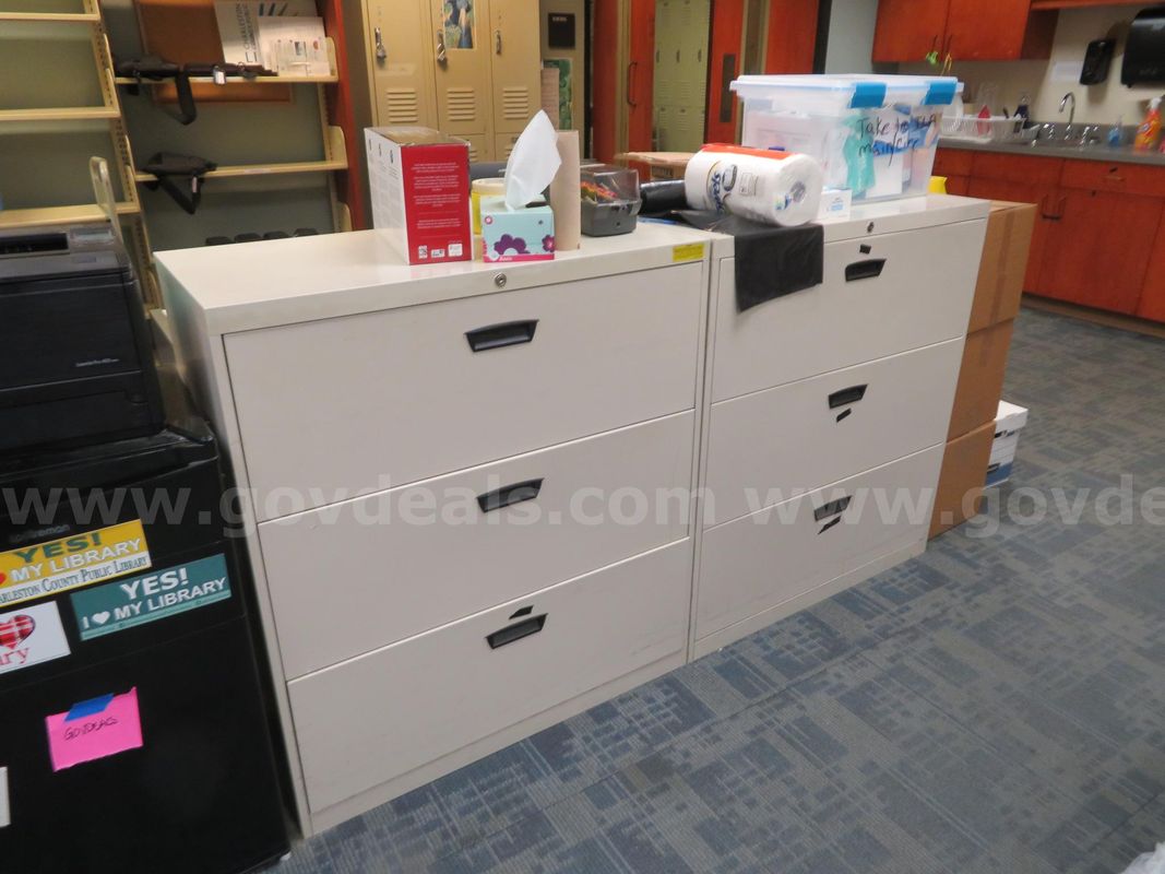 Lot of 2 Metal Lateral File Cabinets