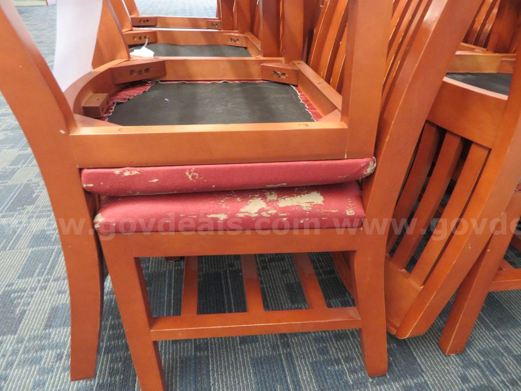 Lot of 219 Wood Chairs with Vinyl Cushions
