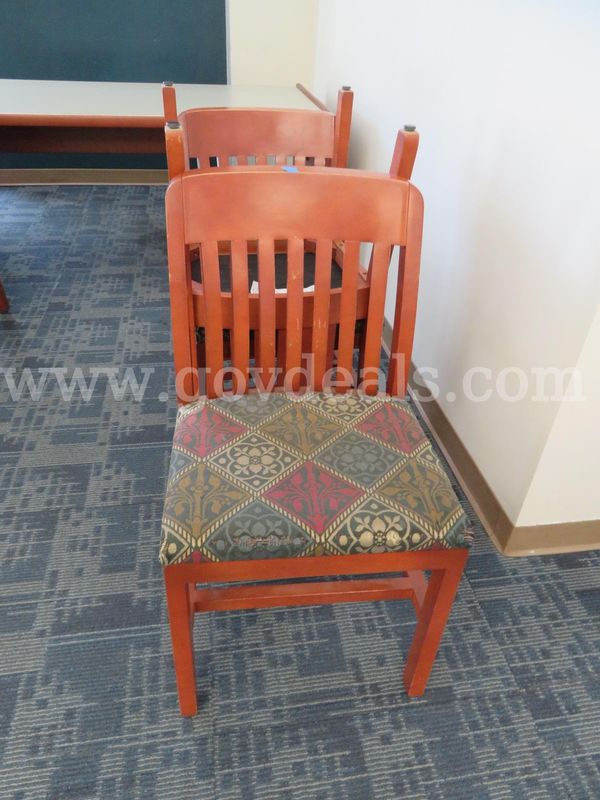 Lot of 16 Wood Chairs with Floral Pattern