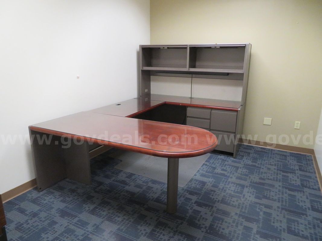 Office Desk with Hutch and Filing Cabinet