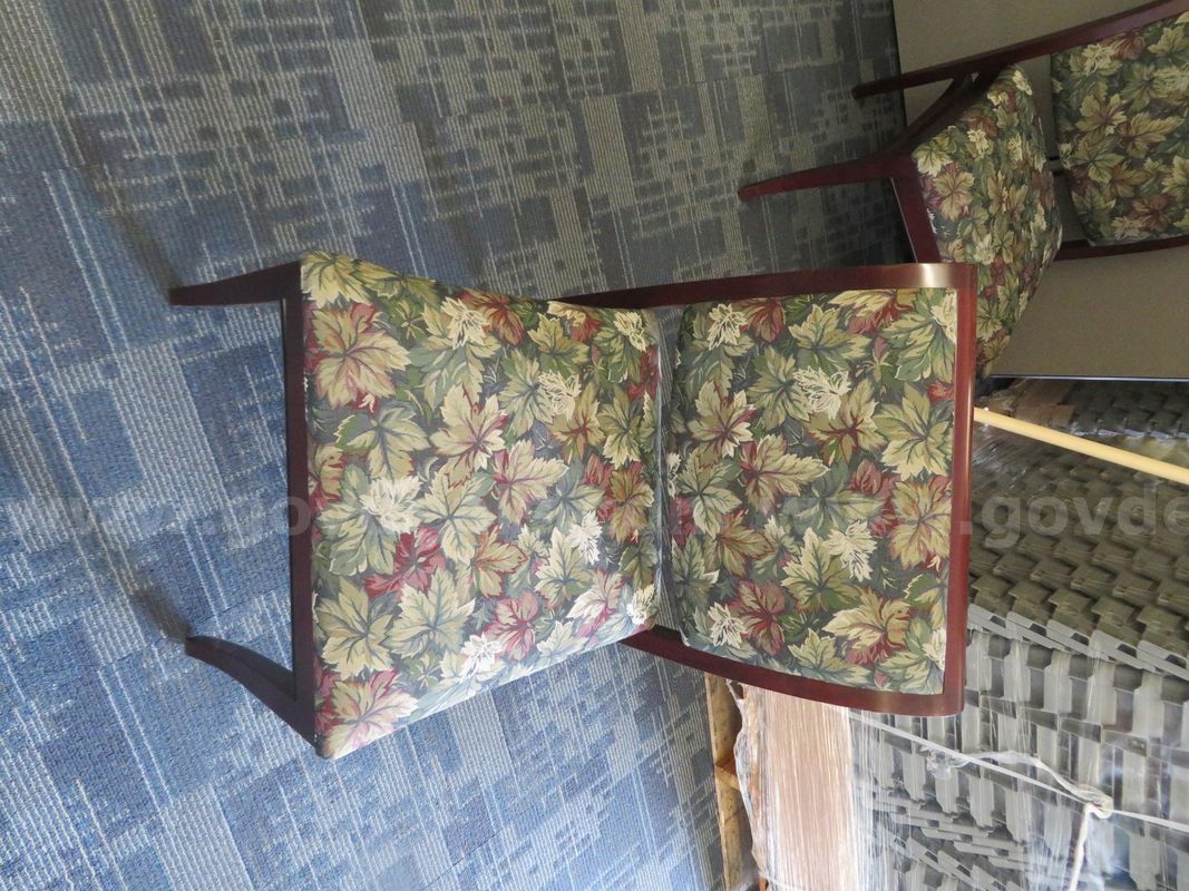 Lot of 2 Wood Chairs with Leaf Pattern Seat