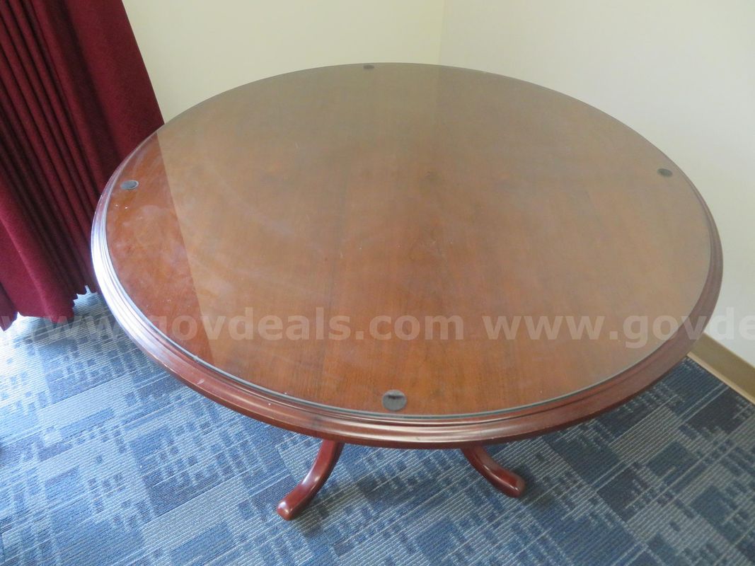 Wood Table with Glass Top